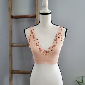 PINK Victoria's Secret Pink Floral Lace Accent Bralette L